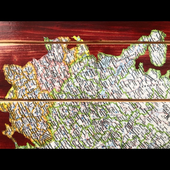 CLEARANCE Vintage USSR Soviet Union Russia Map Decoupage Wall Art - Picture 2 of 9